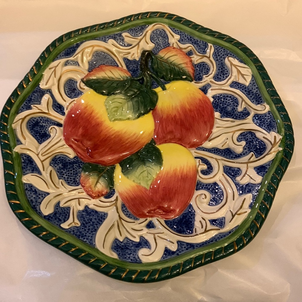 Fitz and Floyd‎ Classics Florentine Canape Plate w/Apples Vintage